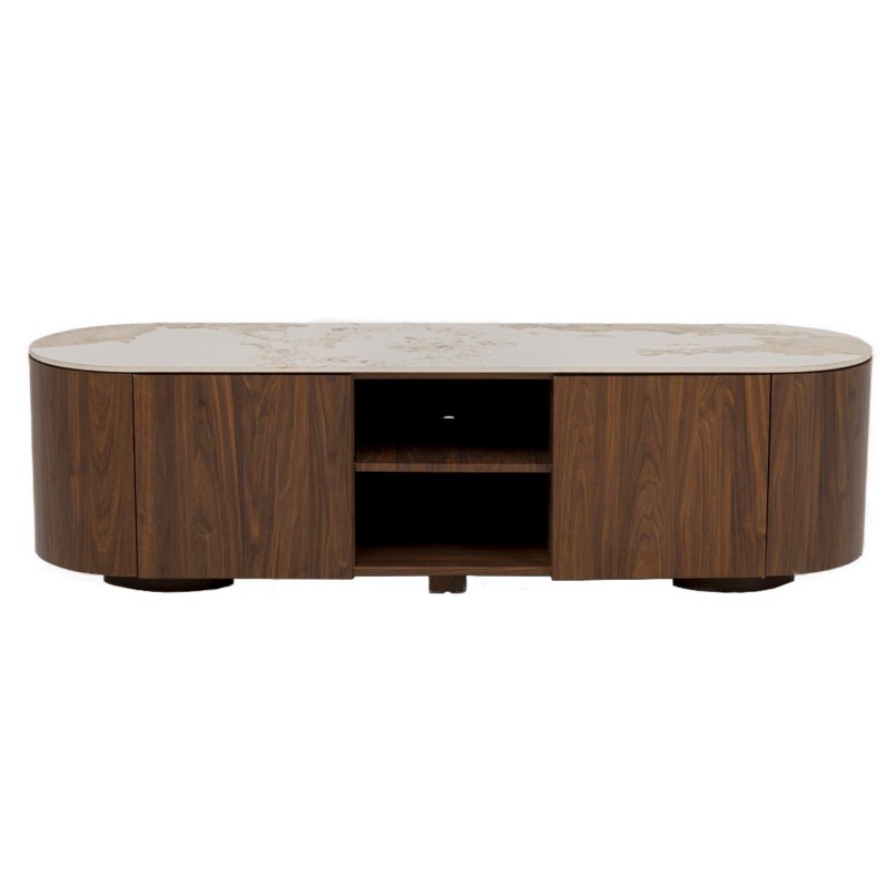Brown TV Stand with Stoneware Top - Ruben - Kare Design