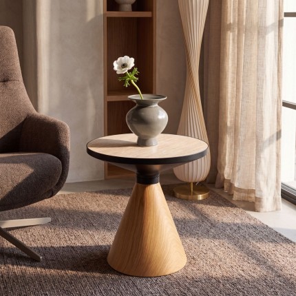 Bijzettafel Cono Travertino Ø50cm eik Kare Design