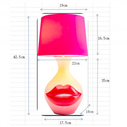 Tafellamp rode lippen 43cm Kare Design