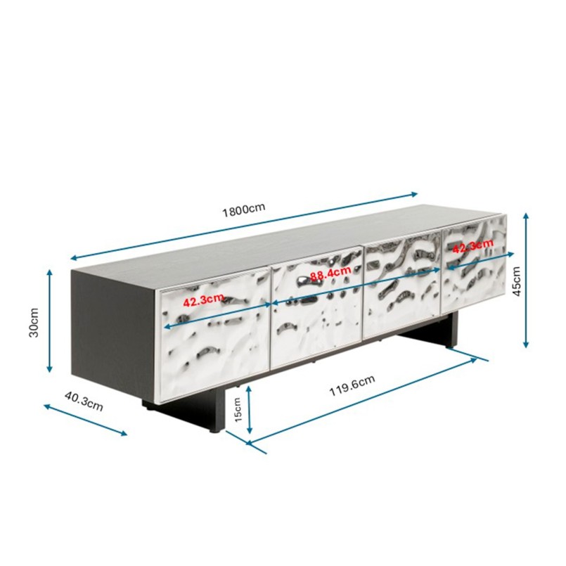 TV-meubel in structuurchroom - Caldera - Kare Design
