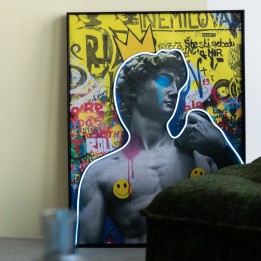 Framed Picture LED David graffiti 60x80cm Kare Design