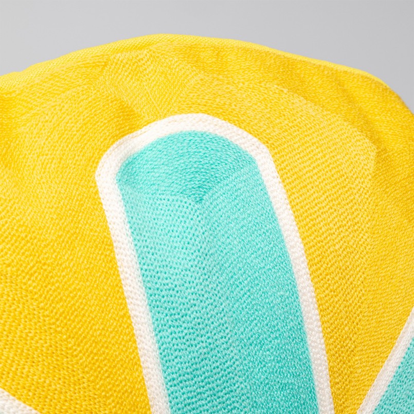 Cushion Icon sun yellow and turquoise Kare Design