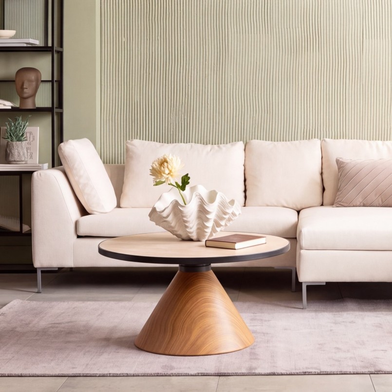 Coffee Table Cono Travertino Ø70cm oak Kare Design