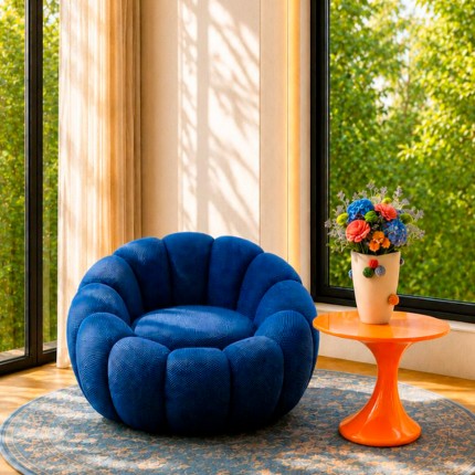 Draaifauteuil Peppo Bloom blauw Kare Design