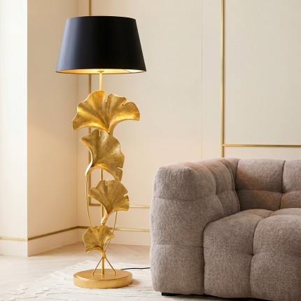 Vloerlamp ginkgobladeren 129cm goud Kare Design