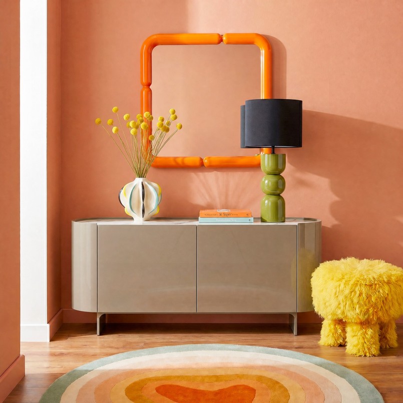 Spiegel Eliano 90x90cm oranje Kare Design