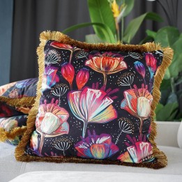 Kussen franje Jungle bloemen Kare Design
