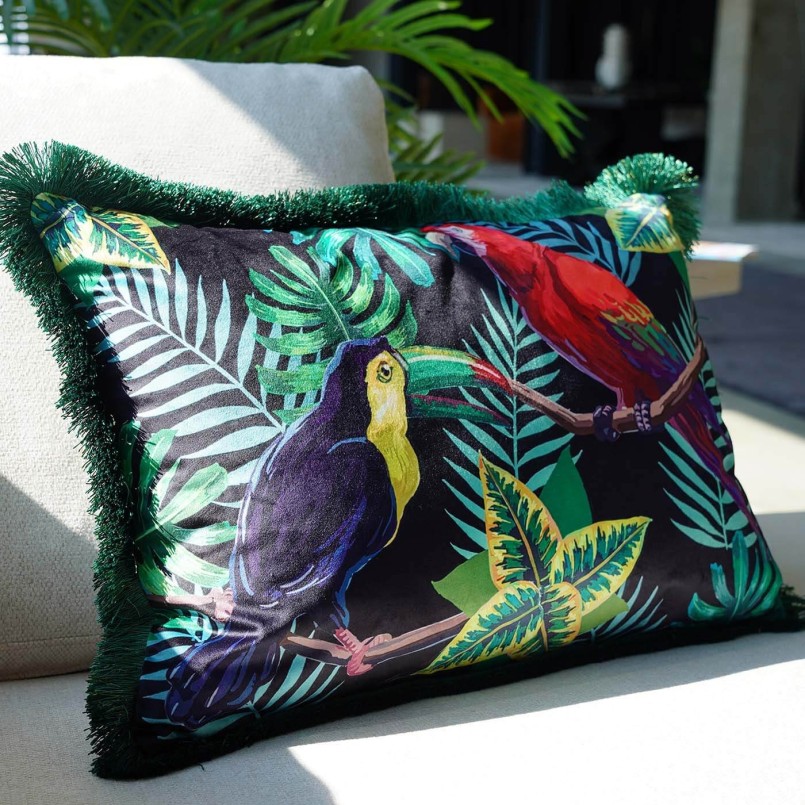 Cushion Fringe Jungle birds Kare Design