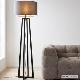 Staande lamp in zwart staal en donkergrijze stof - Tilmon - Kare Design
