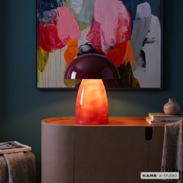 Paddenstoellamp van glas en staal in framboosrood - Fungo - Kare Design
