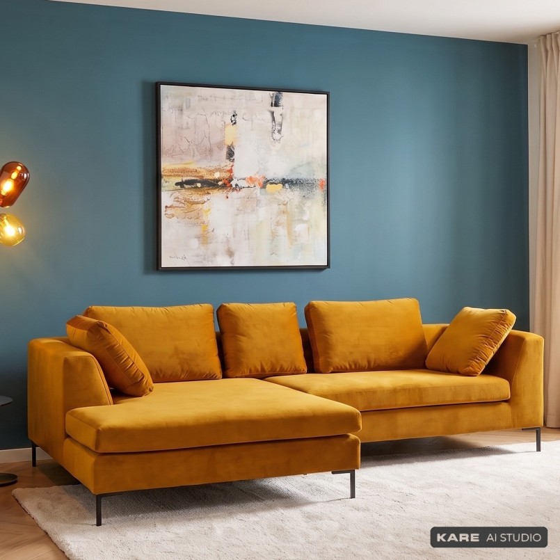 Hoekbank van goudkleurig fluweel - Gianni - Kare Design