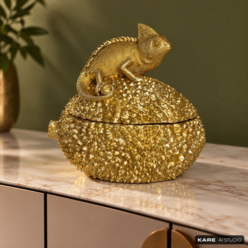 Boîte décorative Chameleon or 20cm