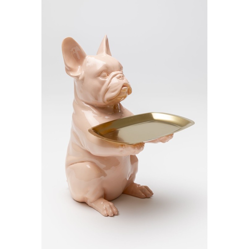 Figurine décorative Dining Dog rose 28cm