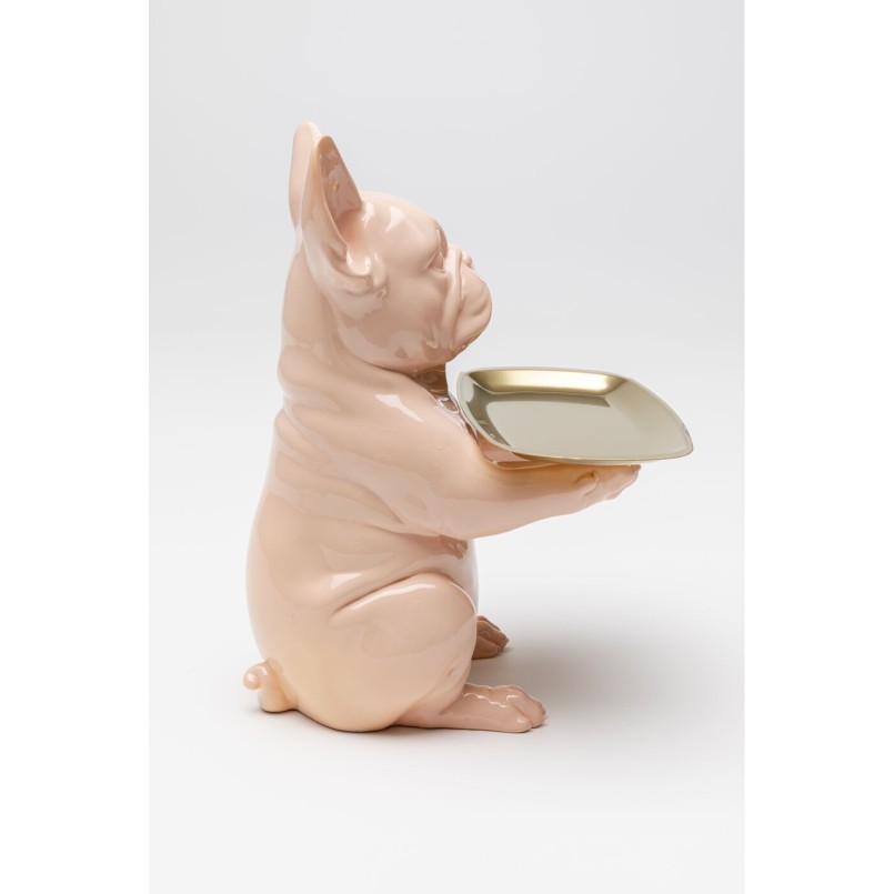 Figurine décorative Dining Dog rose 28cm