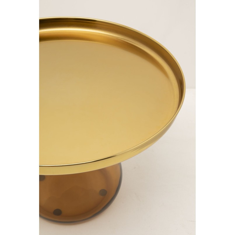 Salontafel van amberkleurig glas en verguld staal - Bottiglia - Kare Design