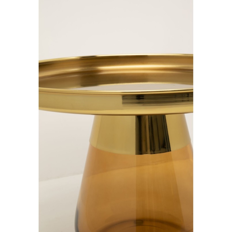 Amber Glass and Gold-Toned Steel Coffee Table - Bottiglia - Kare Design