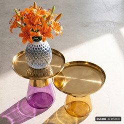 Salontafel van amberkleurig glas en verguld staal - Bottiglia - Kare Design