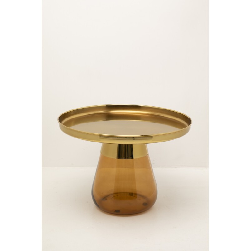 Amber Glass and Gold-Toned Steel Coffee Table - Bottiglia - Kare Design