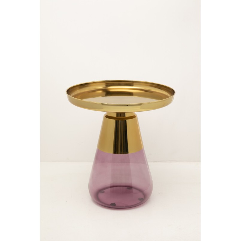Purple Glass and Gold-Toned Steel Side Table - Bottiglia - Kare Design