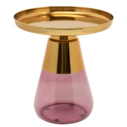 Bijzettafel van paars glas en goudkleurig staal - Bottiglia - Kare Design