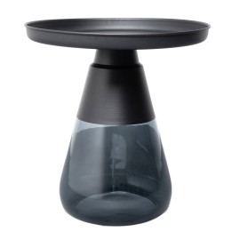 Bijzettafel van gerookt glas en zwart staal - Bottiglia - Kare Design