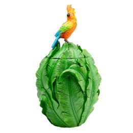 Doos met groene blaadjes en oranje papegaai - Kare Design