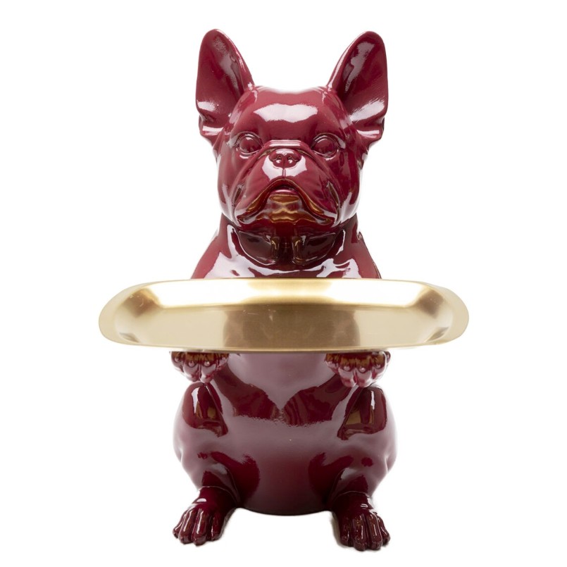 Purple Bulldog Butler Decorative Figurine with Gold Tray - Kare Design