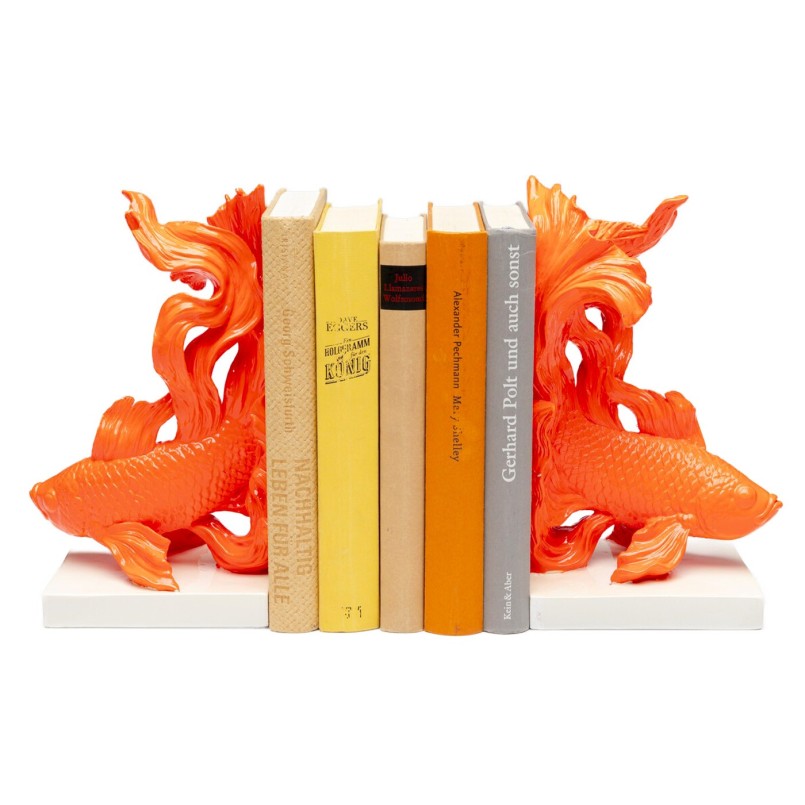 White and Orange Koi Carp Bookends - Kare Design