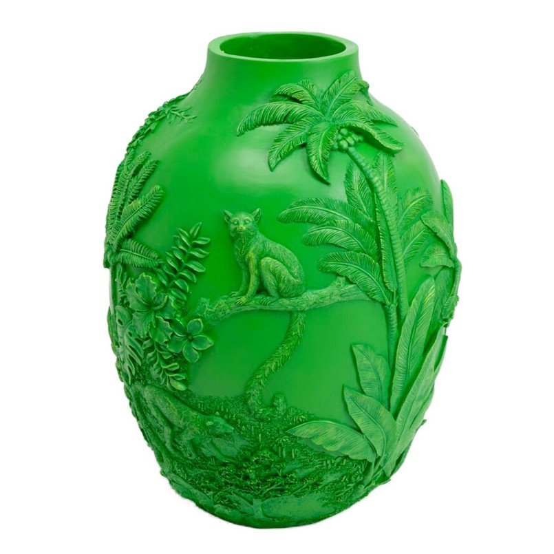 Groene vaas met bladmotief - Tropical - Kare Design