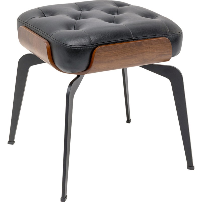 Vintage black faux leather stool - Bill - Kare Design