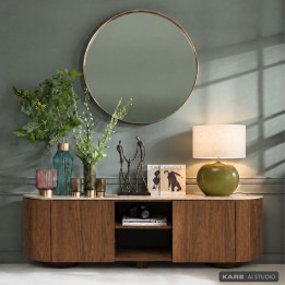 Brown TV Stand with Stoneware Top - Ruben - Kare Design