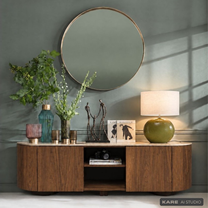 Brown TV Stand with Stoneware Top - Ruben - Kare Design