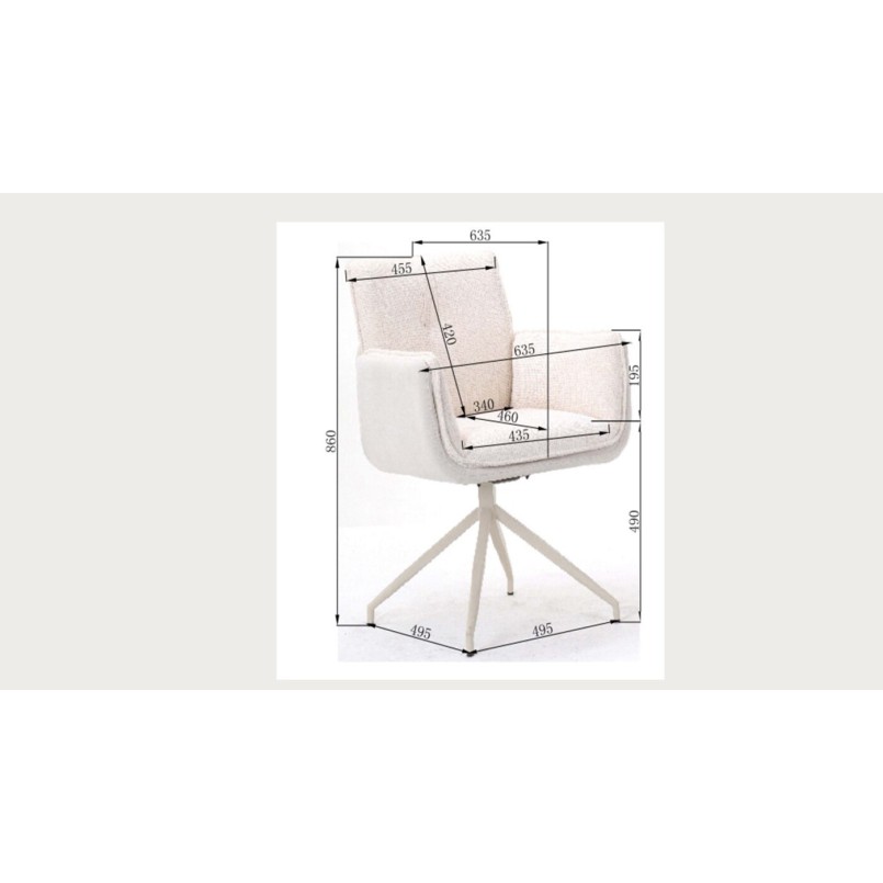 Crèmekleurige draaistoel met armleuningen - Hilla - Kare Design