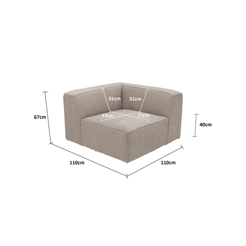 Taupe Modular Sofa Corner Piece - Cubo - Kare Design