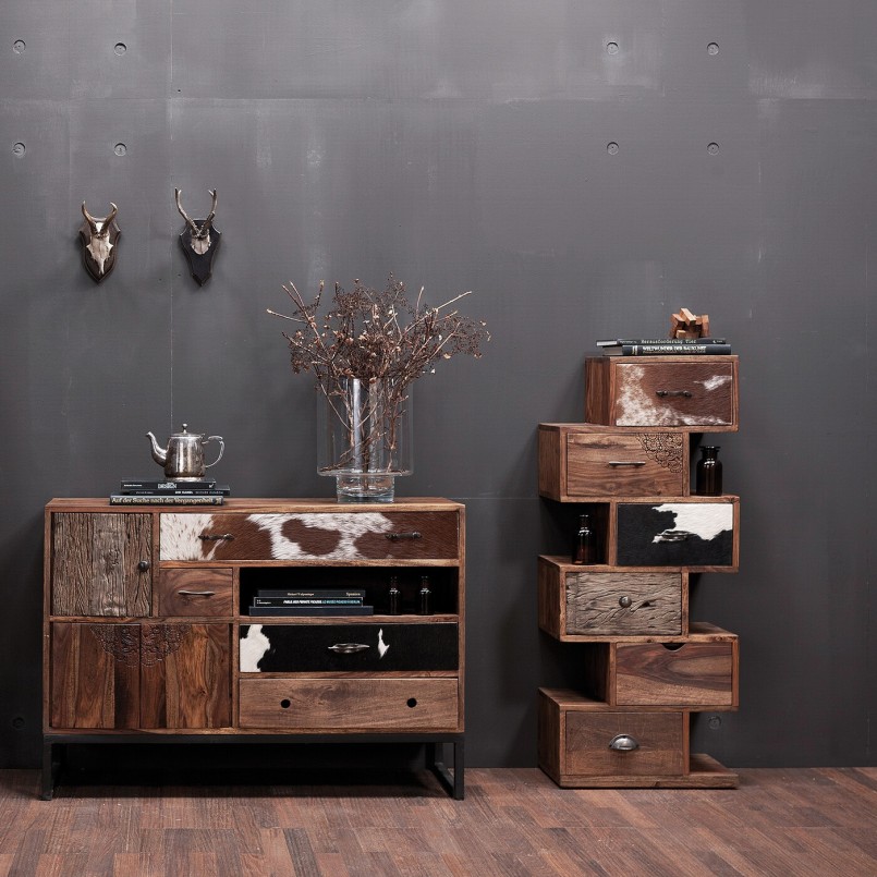 Rustic wooden chest of drawers - Rodeo Zick Zack - Kare Design