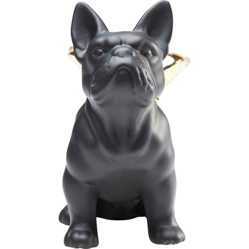 Deco Figurine Sitting Angel Dog Gold-Black Kare Design