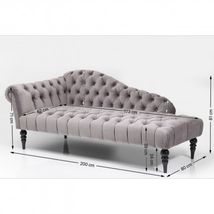 Ligstoel Desire fluweel grijs Kare Design
