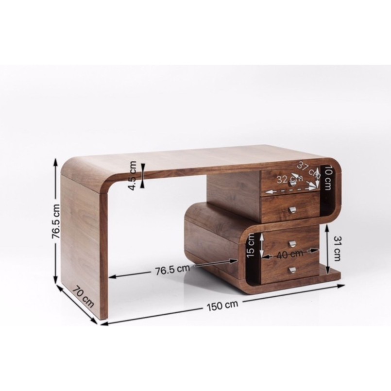 Bureau Soft Snake noyer 150x70cm
