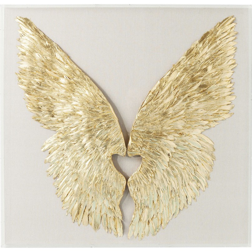 Wall Decoration Wings Gold White 120x120cm Kare Design