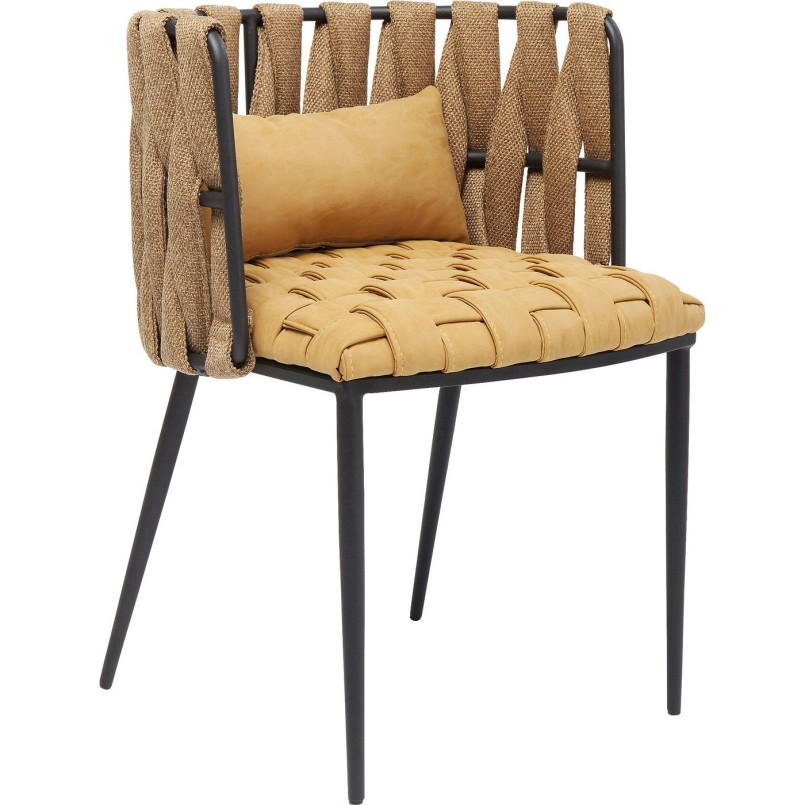 Chair with Armrest Cheerio Yellow incl. Cushion Kare Design