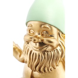 Deco Figurine Zwerg Meditation Gold Green 19cm Kare Design