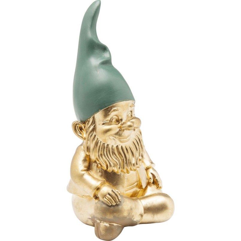 Deco Figurine Zwerg Sitting Gold Green 19cm Kare Design