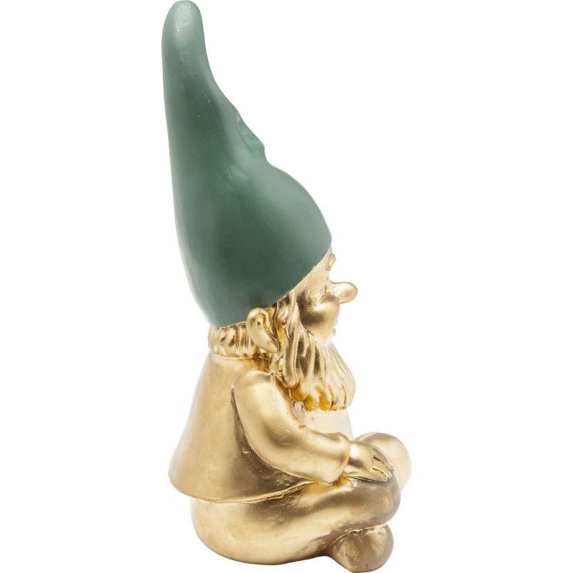 Deco Figurine Zwerg Sitting Gold Green 19cm Kare Design