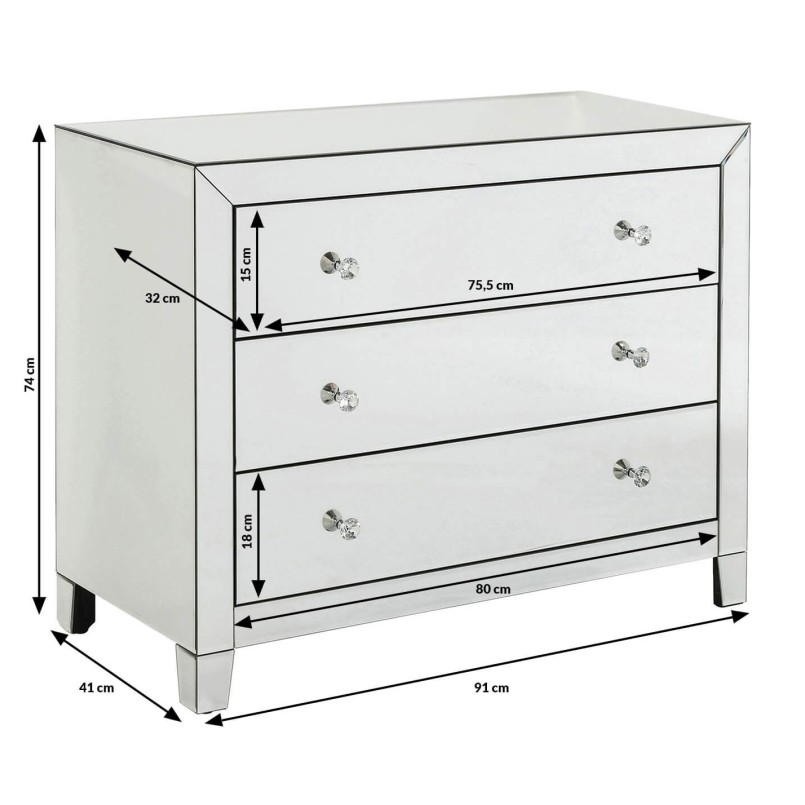 Commode Luxury 3-tiroirs Kare Design
