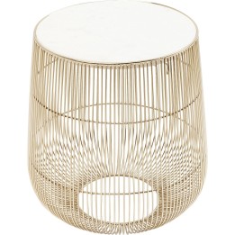 Side Table Beam White Marble Brass Ø32cm Kare Design