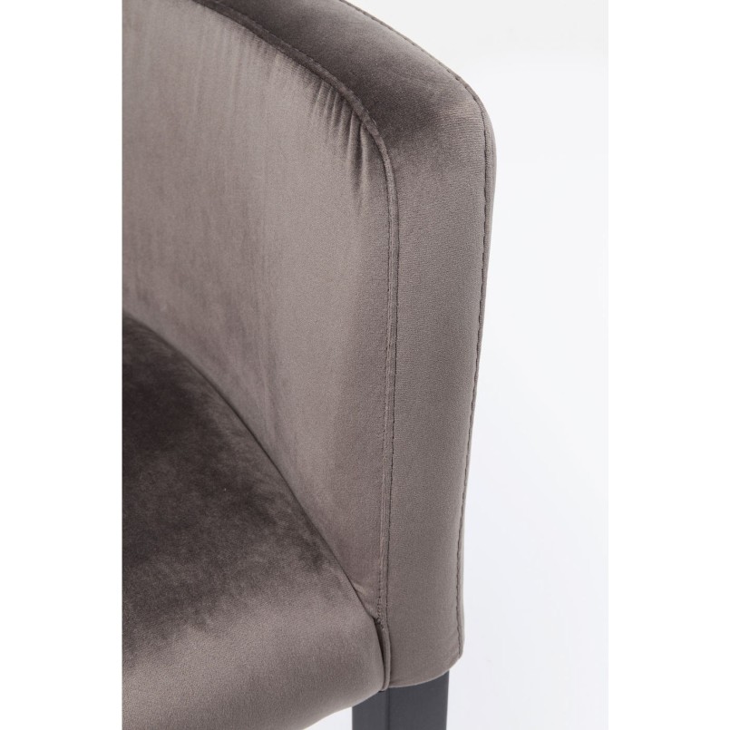Chair with Armrest Black Mode Velvet Grey Kare Design