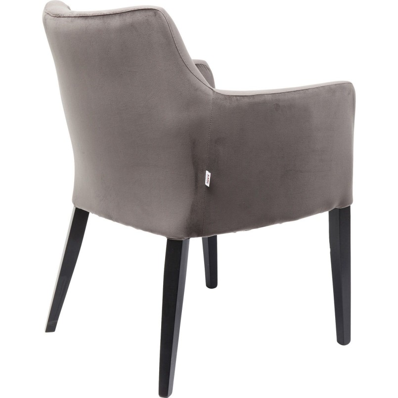 Chair with Armrest Black Mode Velvet Grey Kare Design