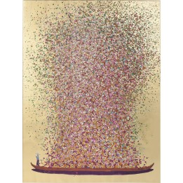 Tableau Touched Flower Boat doré et rose 100x80cm Kare Design