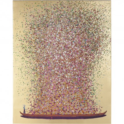 Schilderij Flower Boat 120x160cm goud en roze Kare Design