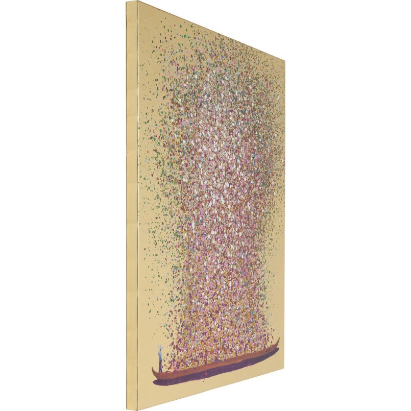 Tableau Touched Flower Boat doré et rose 160x120cm Kare Design